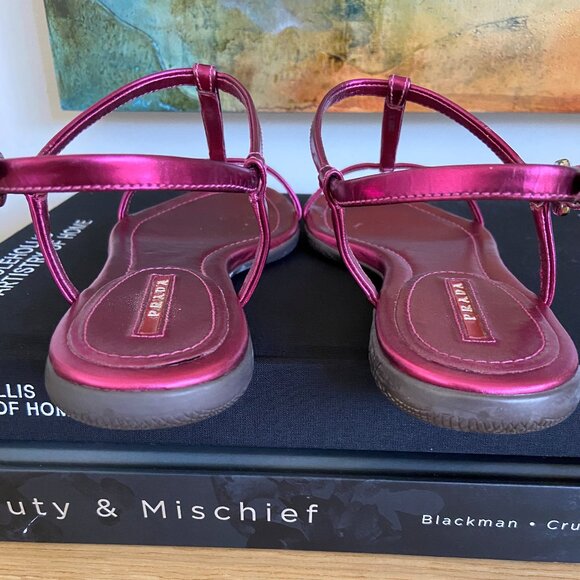 Metallic Magenta Prada Sandals 36.5 - Picture 4 of 7